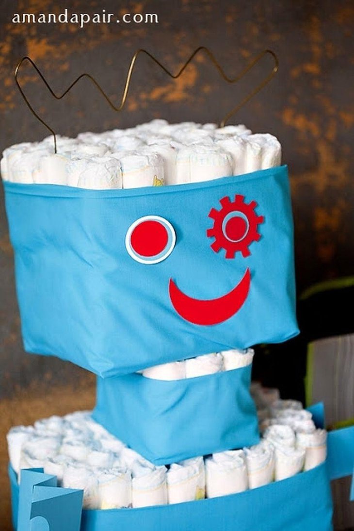 DIY robot themed boy baby shower decor