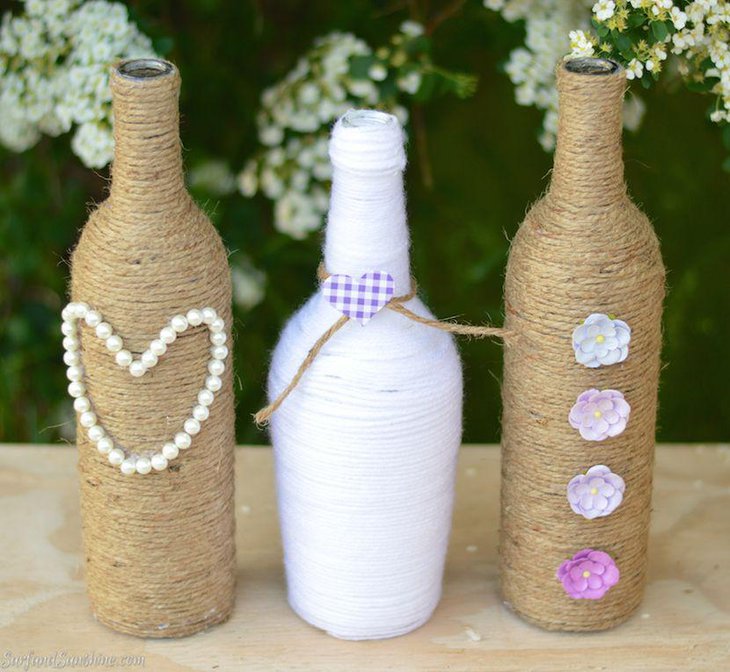 DIY Rope Wine Bottle Centerpiece