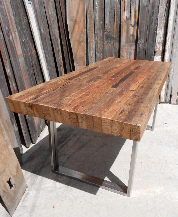 DIY rustic styled dining table with reclaimed wood