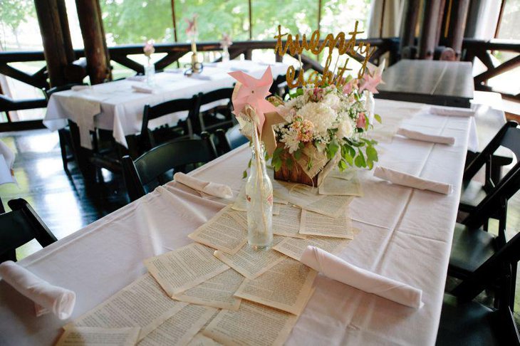 DIY Trendy Book Page Wedding Table Runner