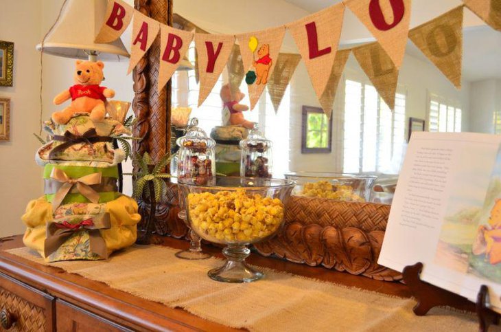 DIY Winnie The Pooh baby shower centerpiece