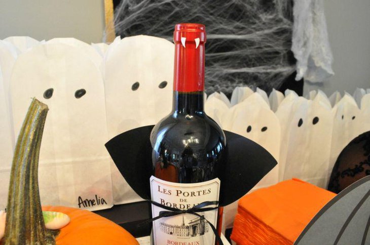 Dracula Inspired Halloween Wine Bottle Centerpiece