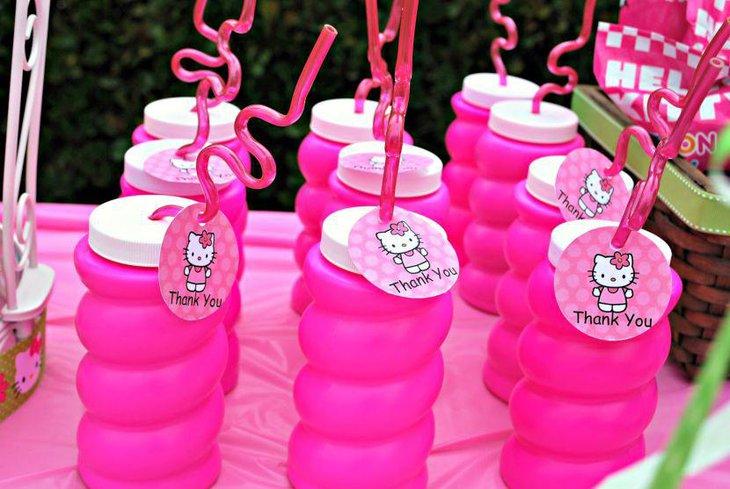 Drinks table ideas for Hello Kitty Birthday party