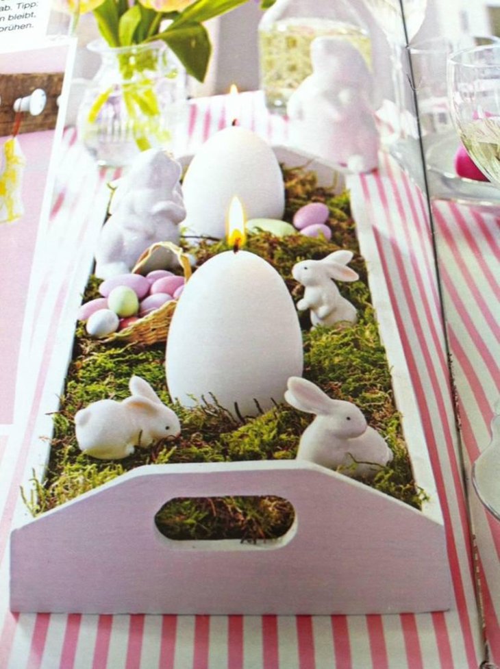 Easter Tablescape With Bunnies and eggs 1