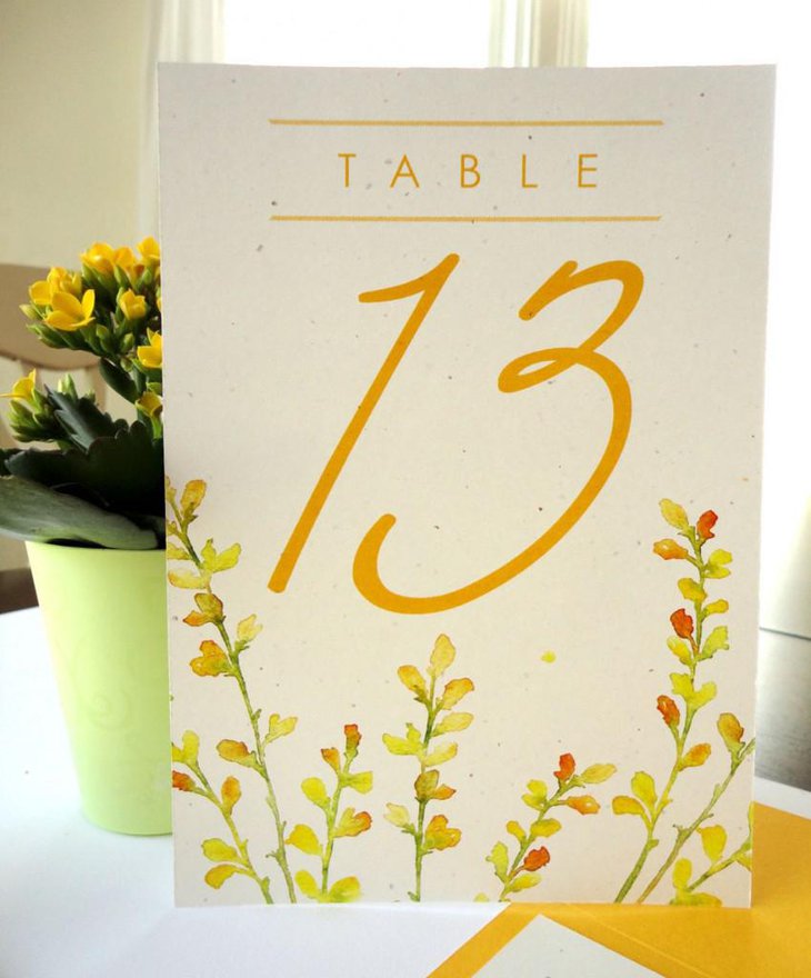 Eco friendly YellowGreenBaptisia table number