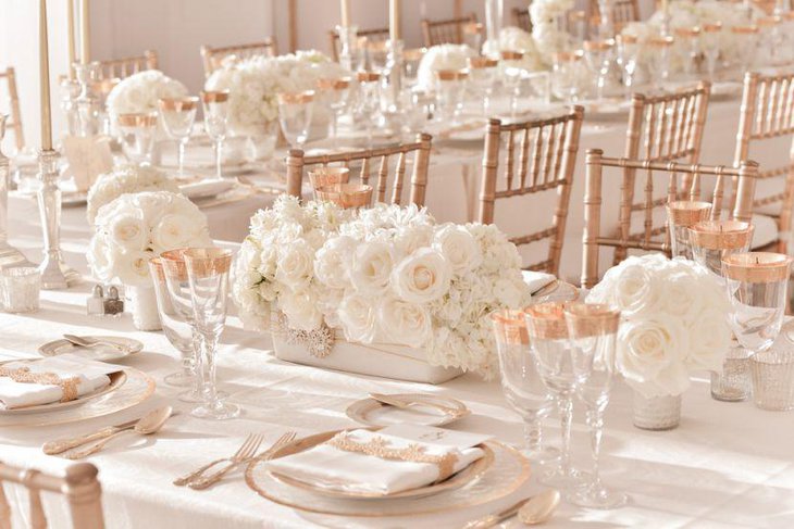 Elegant rose gold wedding table decor