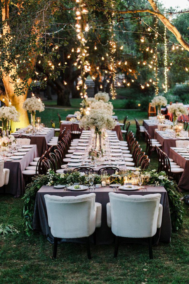 Elegant rustic table setting for garden party