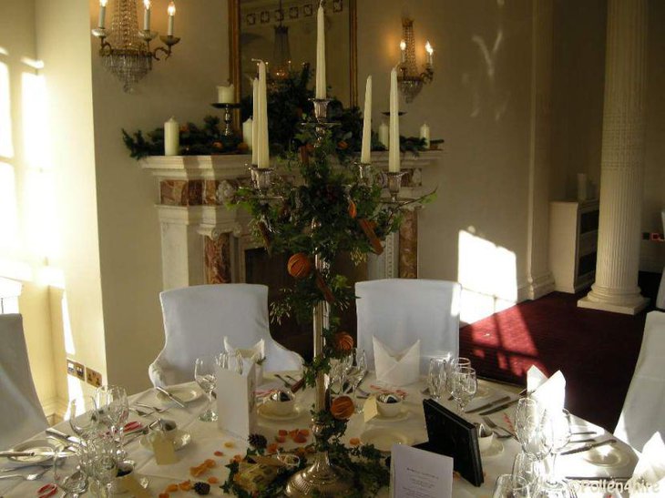 Elegant silver candelabra table centerpiece