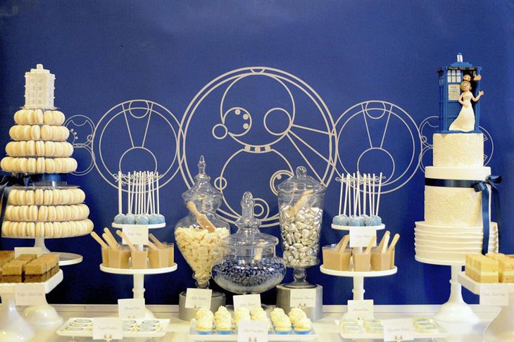 Elegant Wedding Dessert Table with Blue Touch