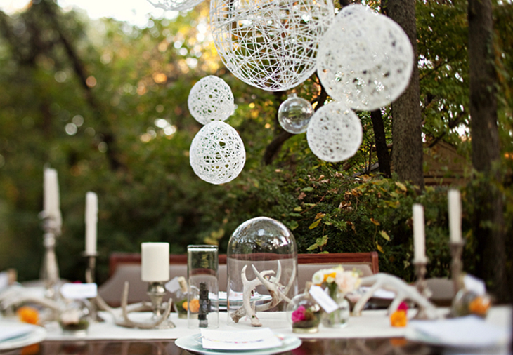 Elegant White and Artistic Balloon Wedding Centerpiece