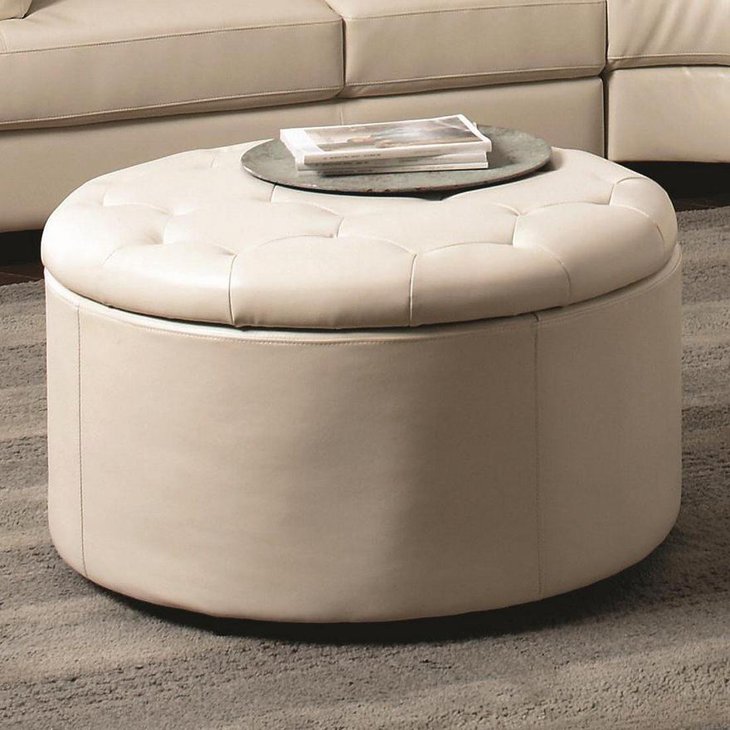 Elegant White Coffee Table and Ottoman