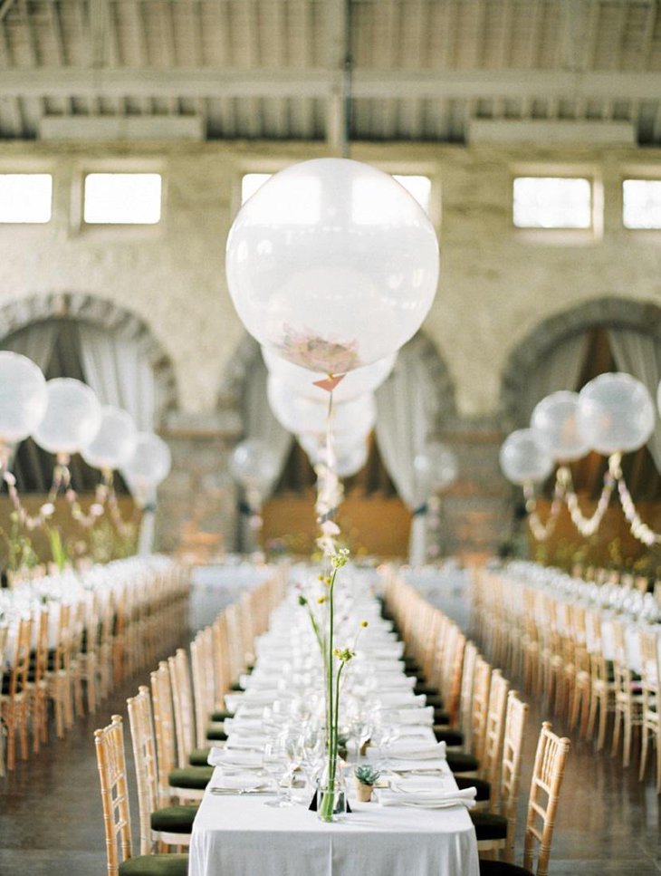 Elegant White Wedding Balloon Centerpiece 1