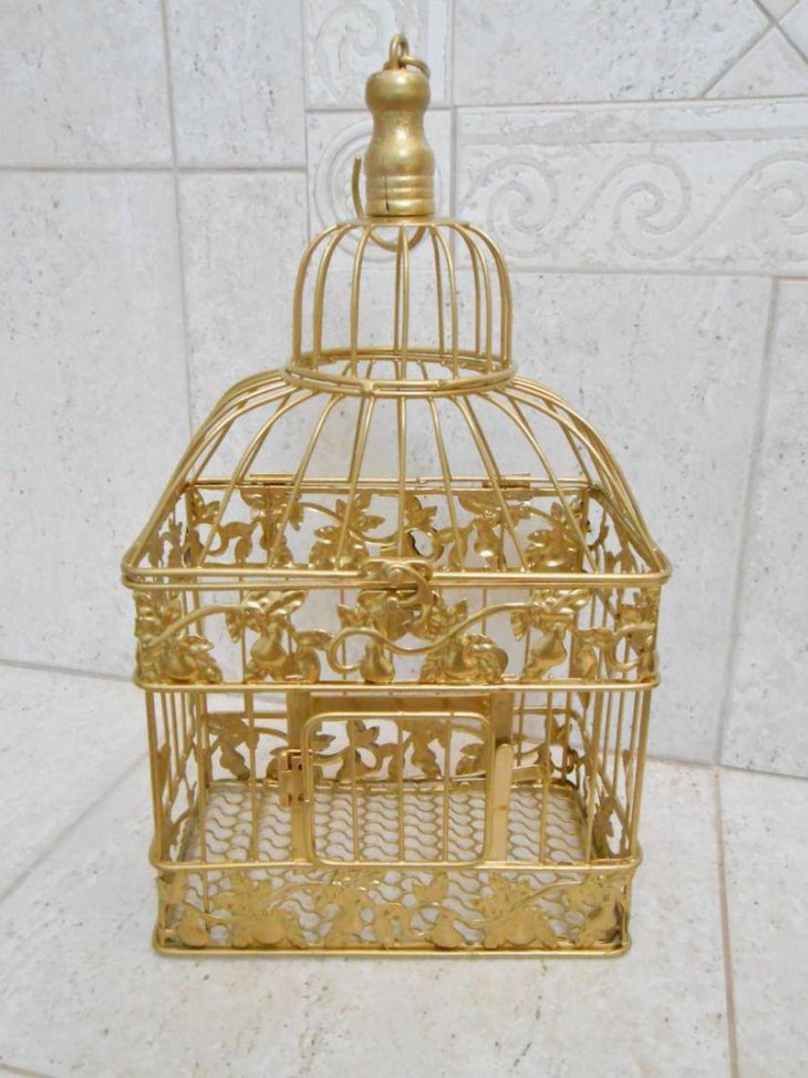 Exotic DIY golden wedding birdcage decoration