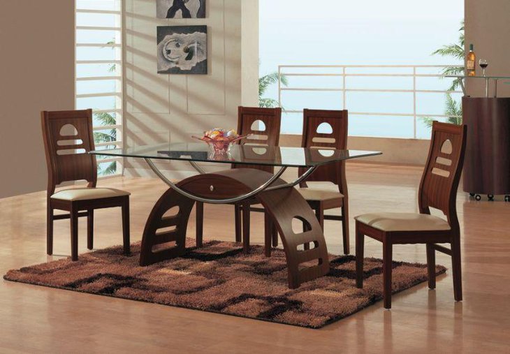 Exotic rectangle glass top dining table