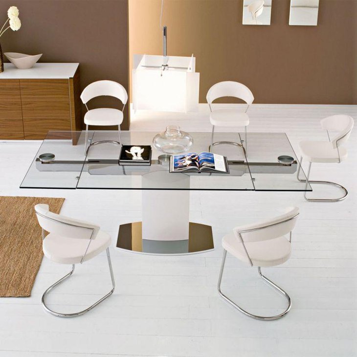 Expandable Glass Top Dining Table