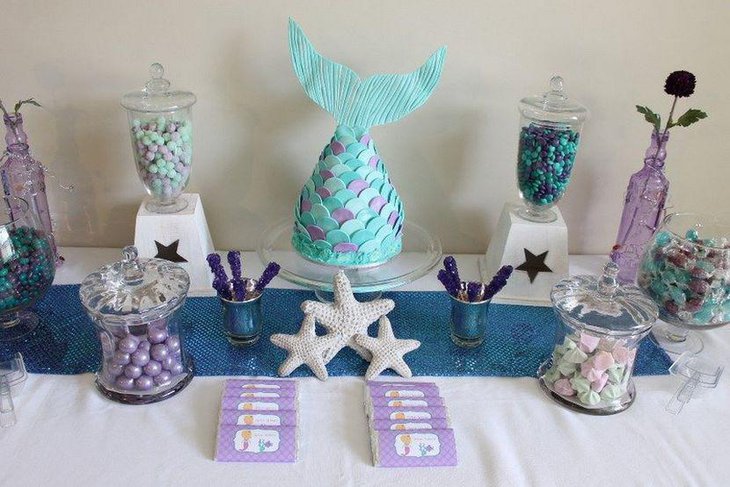 Exquisite DIY mermaid baby shower table decor
