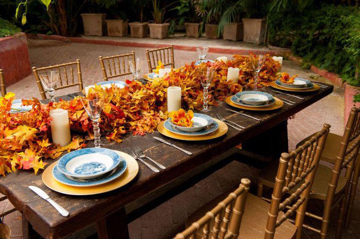 Fall Leaves Table Runner For An Autumn Wedding