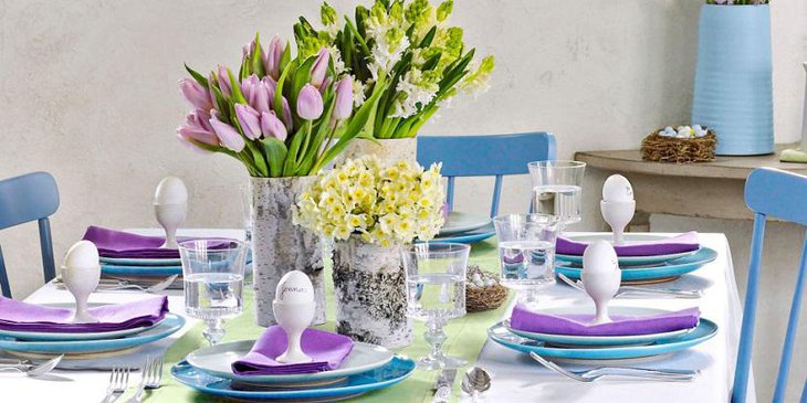 Fast and Easy Purple DIY Easter Table Settings