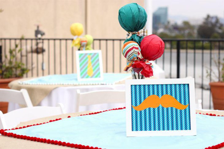 First birthday table setting with Little Man Mustache theme