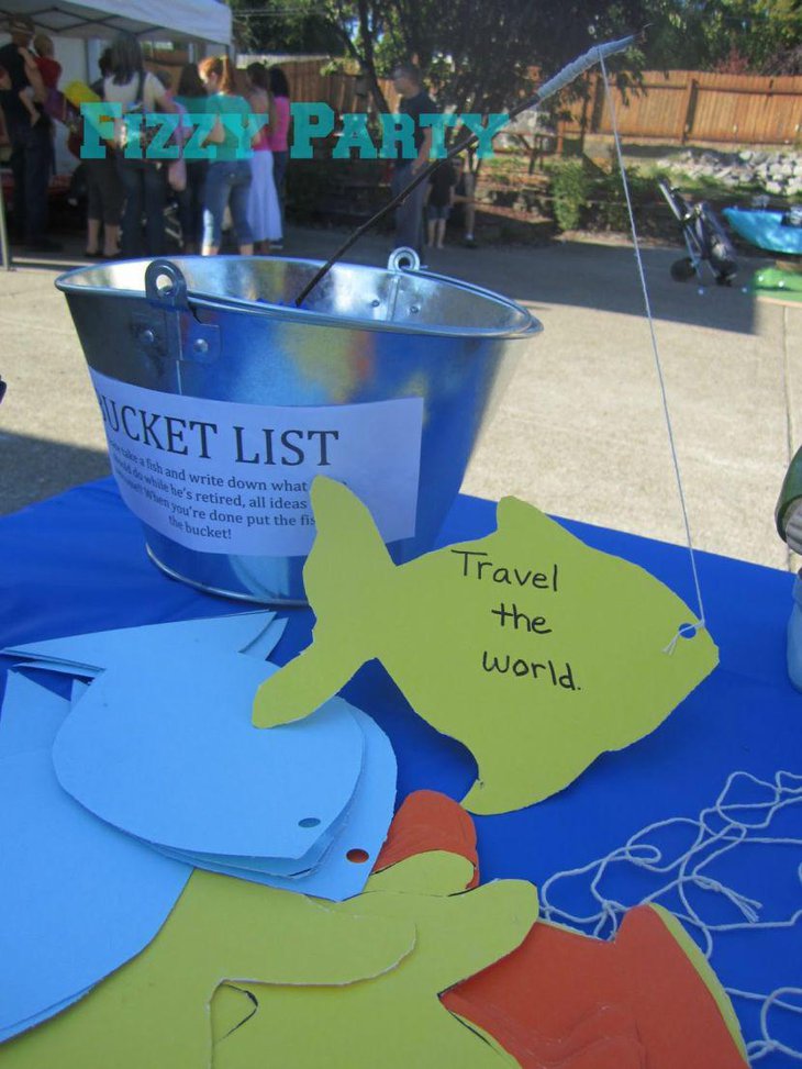 Fishing theme retirement party table centerpiece