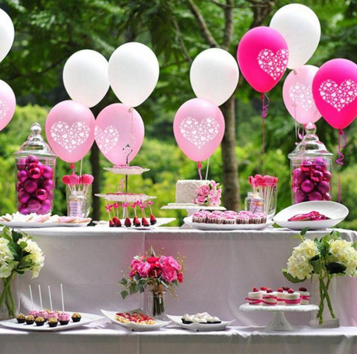 Floral arrangements on birthday table