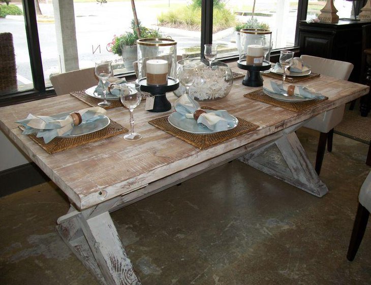 French rustic DIY dining table using reclaimed wood