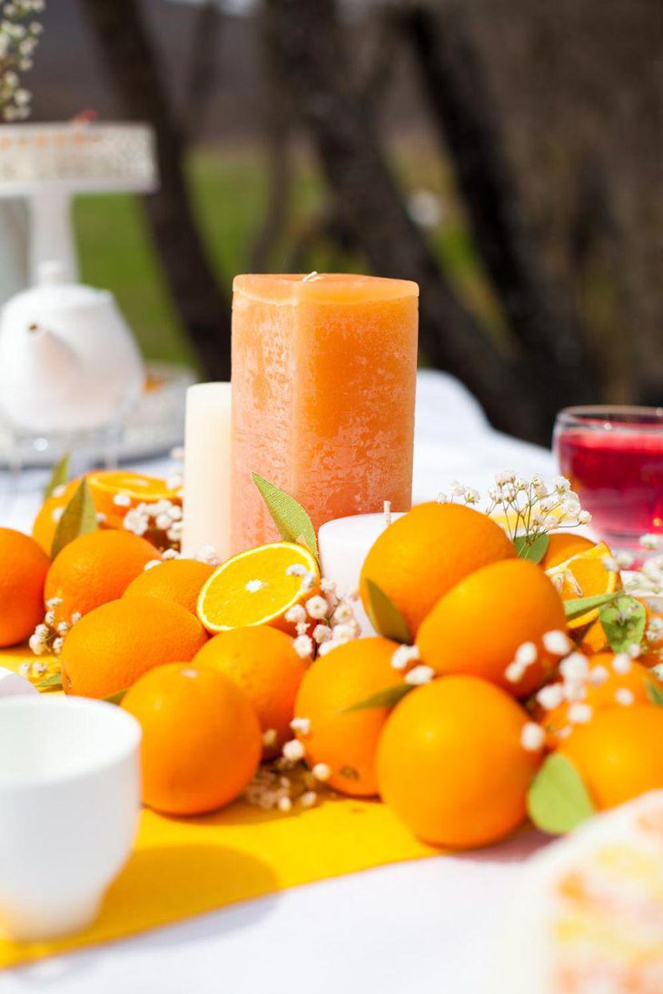 Fruit themed summer wedding table decor