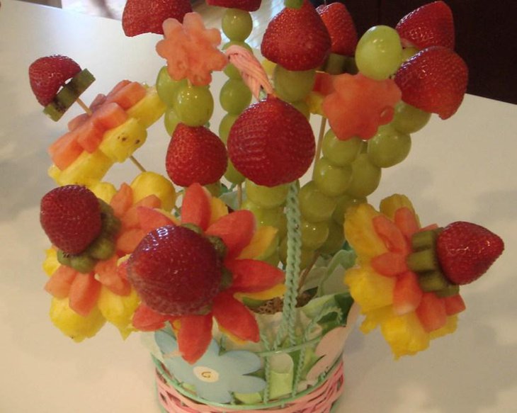 Fruitbasket with beautifully crafted and colorful fruits