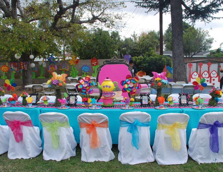 Fun Alice in Wonderland themed tea party table