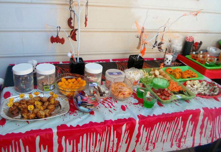 Garden party food table setup