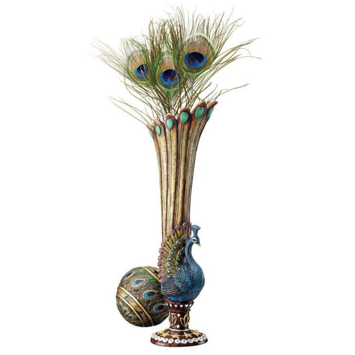 Glamorous peacock vase centerpiece
