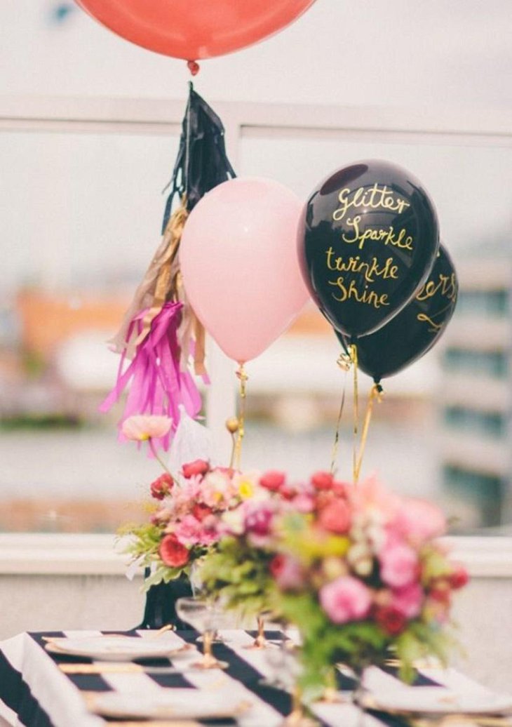 Glitter Minion Balloons and Flowers Wedding Centerpiece