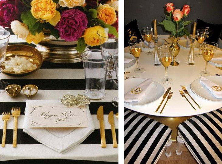Gold flatware dinner table setting
