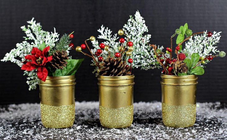 gold painted christmas vases