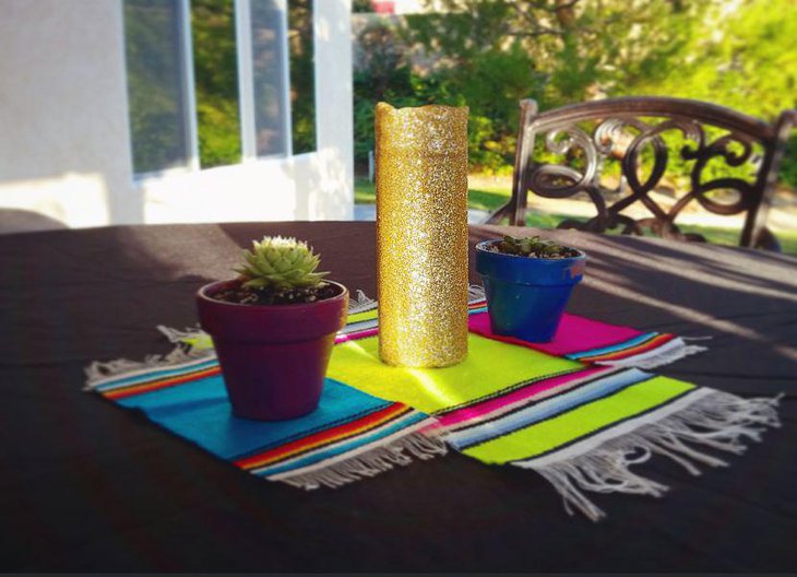 Golden candle succulent pots and mini serapes decorations