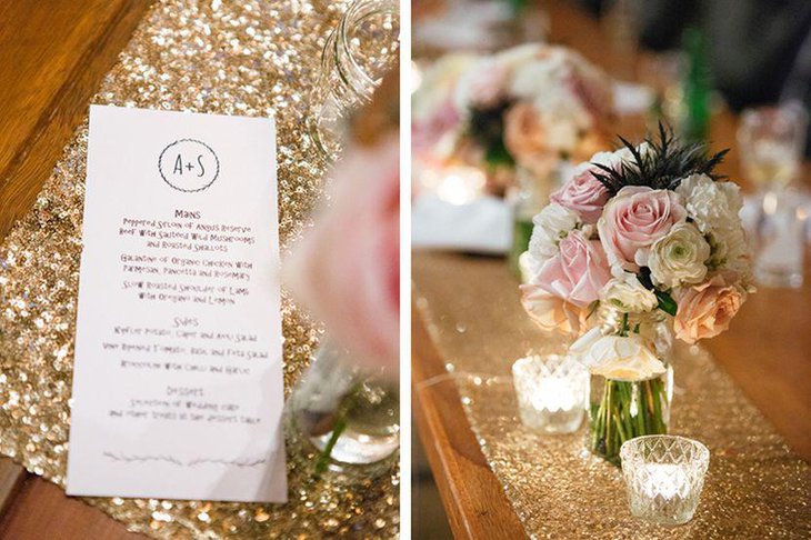 Golden Sequin Wedding Table Runner