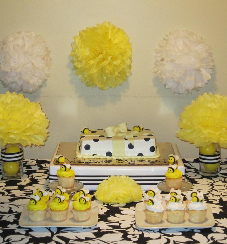 Gorgeous Bee Themed Baby Shower Dessert Table