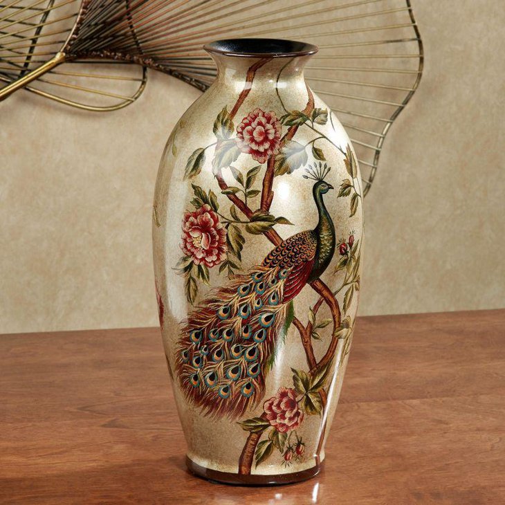 Gorgeous ceramic peacock vase centerpiece