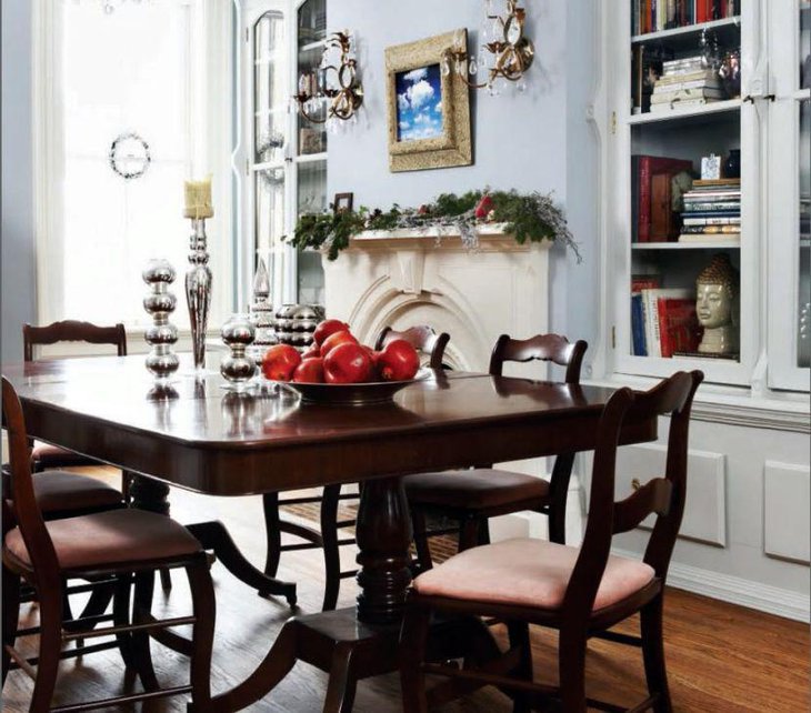 Gorgeous dining table setting with chrome candle sconce