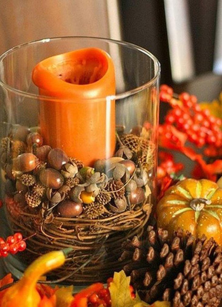 Gorgeous DIY Acorn Table Centerpiece