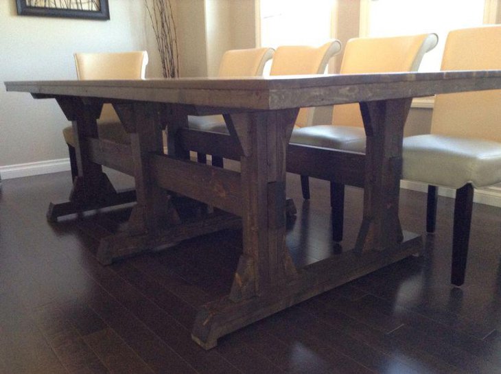 Gorgeous DIY triple pedestal dining table