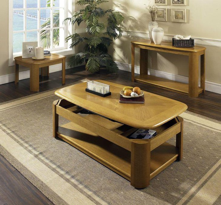 Gorgeous oak lift top coffee table with casters 4