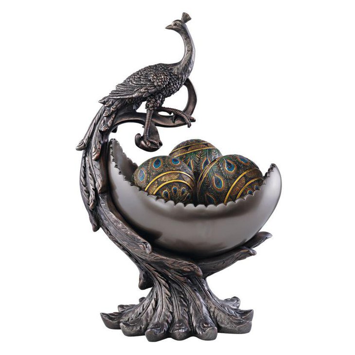 Gorgeous peacock sculptural bowl centerpiece
