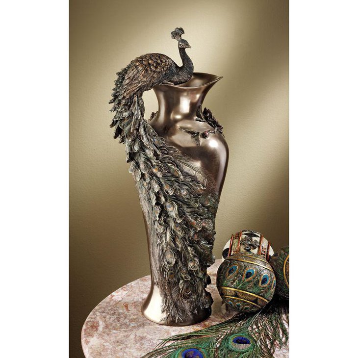 Gorgeous peacock vase centerpiece