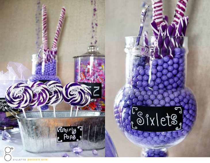 Gorgeous purple candy buffet table for wedding