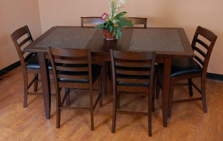 Gorgeous rectangular granite and wooden dining table