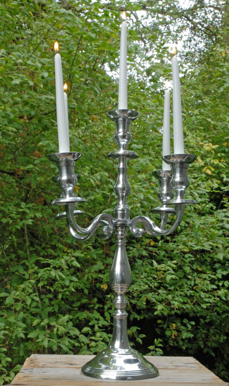 Gorgeous silver candelabra centerpiece