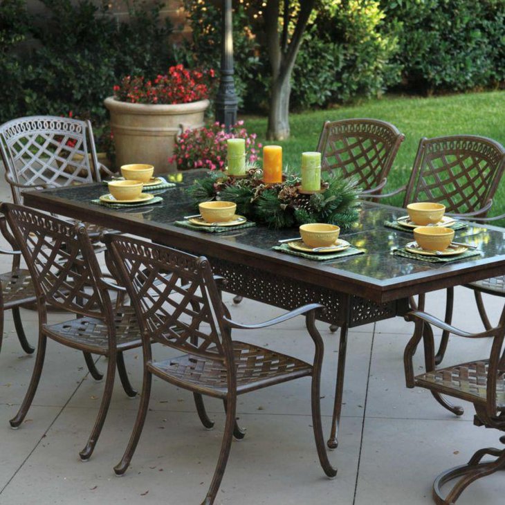 Granite dining table set in rectangular design