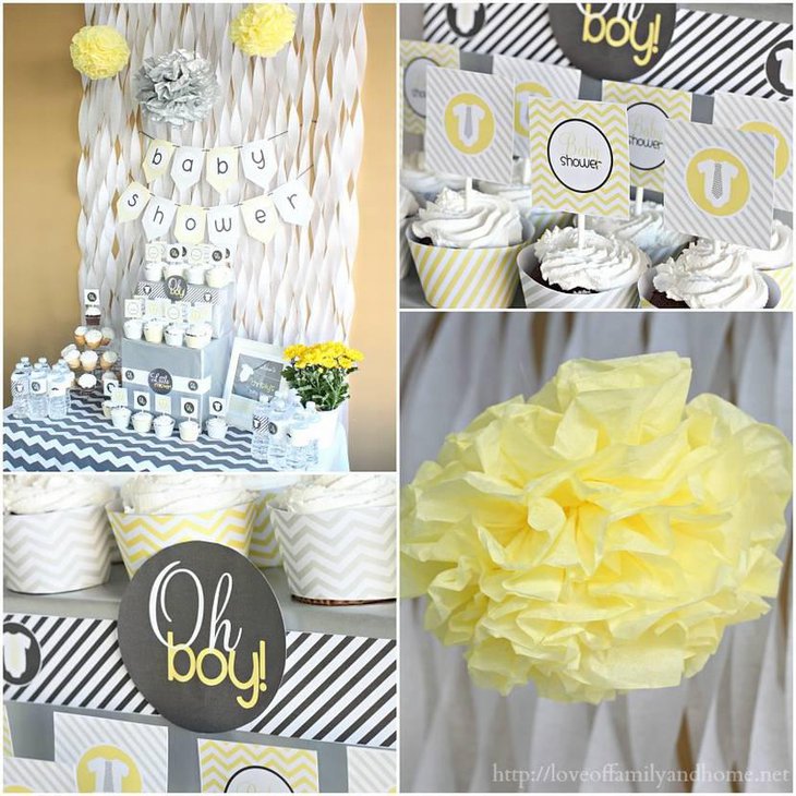 Gray Yellow Baby Shower Decorating Ideas