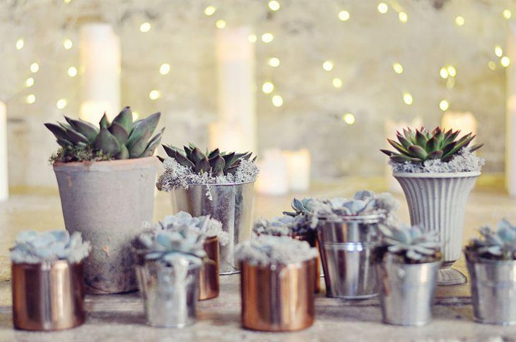 Green decor on summer wedding table